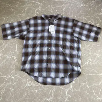 BEAMS 브라운 체크 무늬 플란넬 셔츠 S
