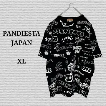 [ PANDIESTA JAPAN ] 티셔츠 반팔 블랙 올 패턴 XL