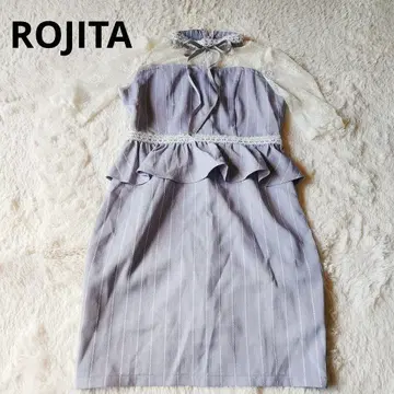 ROJITA 로지타 원피스 레이스 리본 페플럼 그레이