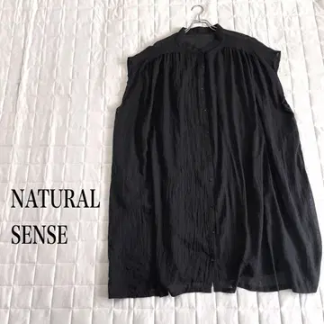 NATURAL SENSE 블랙 슬리브리스 셔츠 원피스