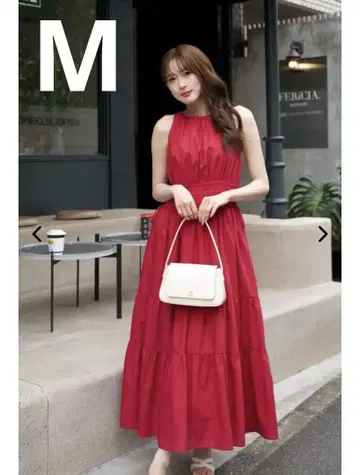 즉시 배송 체리 레드 슬리브리스 롱 원피스 M