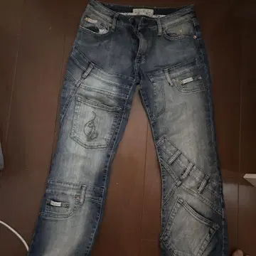 그런지 남성용 아메카지 데님 플레어 팬츠