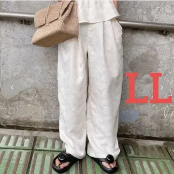 시마무라 kaoru 자카드 코쿤 팬츠 화이트 카오루 LL