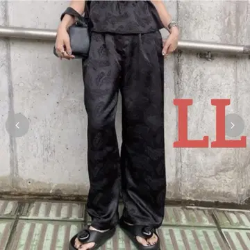 시마무라 kaoru 자카드 코쿤 팬츠 블랙 LL 카오루