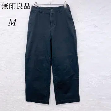 e4975 [무인양품] 허리밴딩 블랙 팬츠 남성용 M 면 스트레치