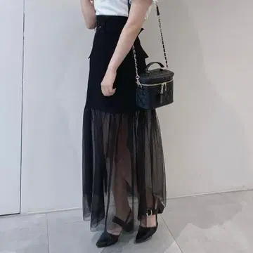 An MILLE 절개 시어 벨트 스커트