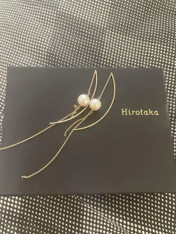 Hirotaka 골드 펄 귀걸이