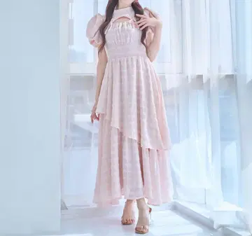 RoseMuse 자카드 체크 드레스 핑크