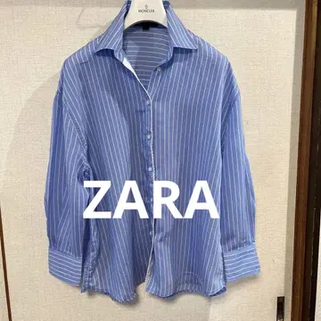 ZARA 스트라이프 버튼업 셔츠 레이스 장식