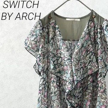 SWITCH BY ARCH 블라우스 튜닉 반팔 V넥 프릴 얇은 소재