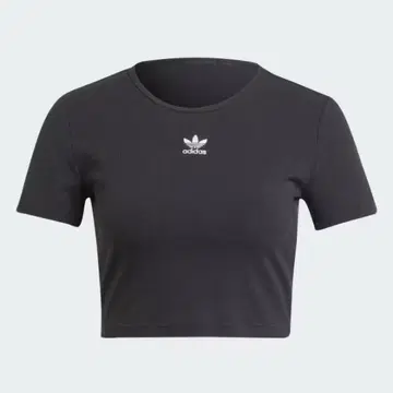 adidas 블랙 크롭 티셔츠