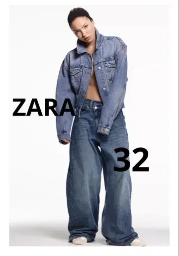 ZARA TRF 배기 크로스 허리 미드 라이즈 청바지