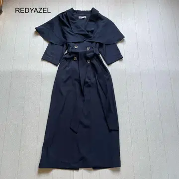 REDYAZEL 트렌치 케이프 디자인 5부 원피스 네이비 S