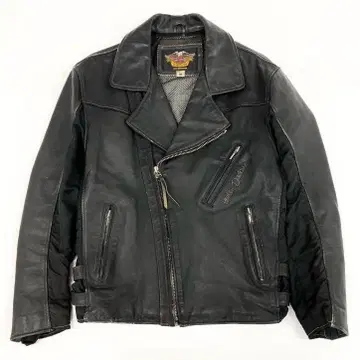 Harley Davidson 90주년 기념 로고 자수 가죽 자켓
