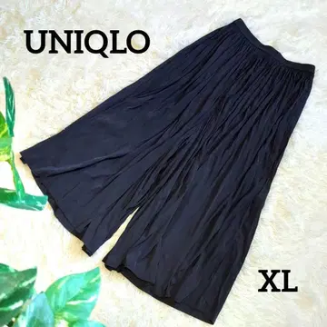 유니클로 와셔 새틴 스커트 팬츠 와이드 빅 사이즈 블랙 XL