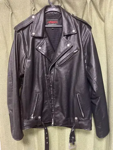AWD Leathers 더블 가죽 자켓 블랙 LL