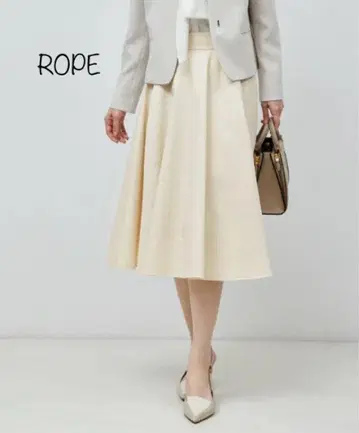ROPE 슬라브 트위드 플레어 스커트