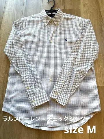 컨디션 최상 남성용 랄프 로렌 체크 무늬 긴팔 셔츠