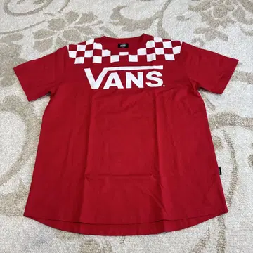 VANS 반스 블록 체크 오버 사이즈 티셔츠 M 레드