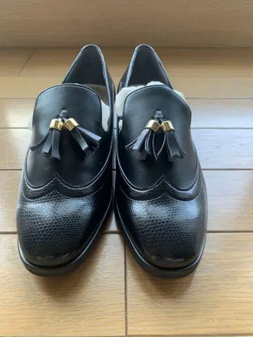 FOREMOS 블랙 가죽 로퍼 태슬 포함 22.0cm