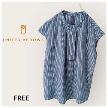 UNITED ARROWS 슬리브리스 블라우스 리본 네이비