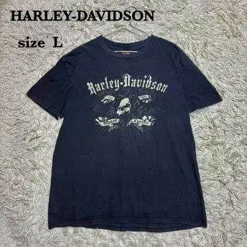 00s HARLEY-DAVIDSON 티셔츠 L 스컬 이글 흑먹색
