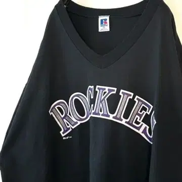 USA 러셀 애슬레틱 ROCKIES 티셔츠 2XL 블랙 구제 의류