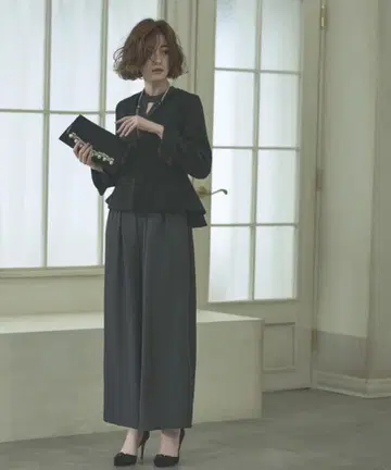 노카라 자켓 & 올인원 수트 2개 세트업 팬츠