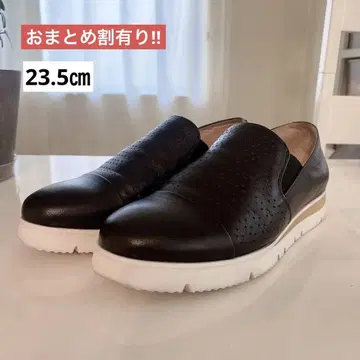 CAVA CAVA 블랙 가죽 슬립온 23.5cm 천연 가죽