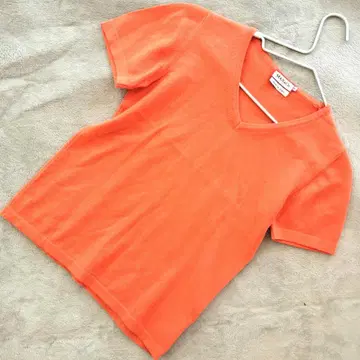 Max&Co MADE IN ITALY V넥 니트 반팔 오렌지 M