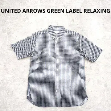 243 GREEN LABEL RELAXING 반팔 버튼다운 체크 무늬