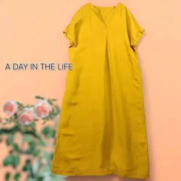 A DAY IN THE LIFE 레이온 린넨 키넥 원피스 M