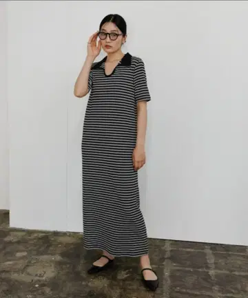 골지 롱 폴로 원피스