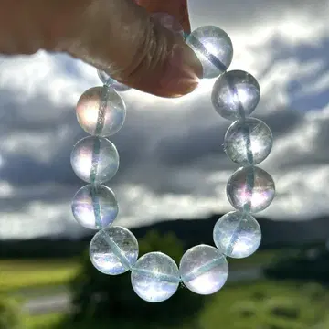 [레어 환상 아쿠아 마린 엔젤 로즈 팔찌 빅볼 16~17mm