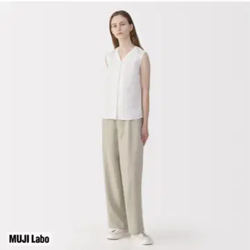 MUJI Labo 여성 린넨 태번수 와이드 팬츠 여성 58 생성