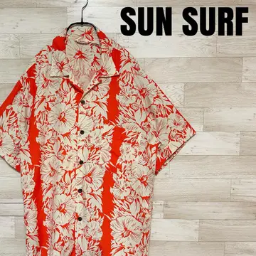 SUN SURF 선서프 반팔 하이비스커스 알로하 셔츠 L