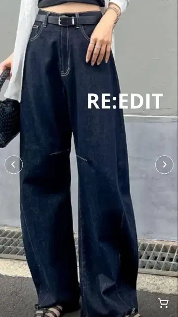 택 포함 RE:EDIT 프린지 배럴 레그 데님 팬츠