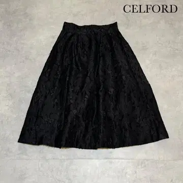 CELFORD 셀포드 컷 자카드 스커트 블랙 R220