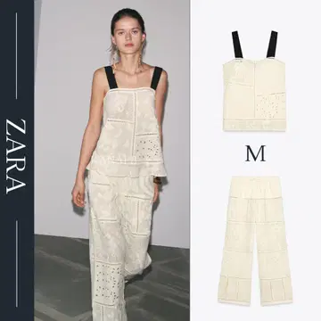 ZW COLLECTION 패치워크 자수 상의 팬츠 세트 M