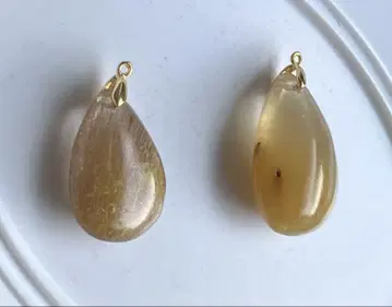 토끼 헤어 루틸 암피볼 잉크 쿼츠 펜던트 탑 2개