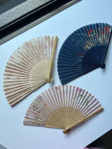 부채 기모노 일본풍 3개 세트 꽃무늬 고급