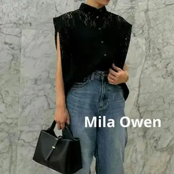 Mila Owen 미라 오웬 레이스 어깨 턱 프렌치 슬리브 블라우스