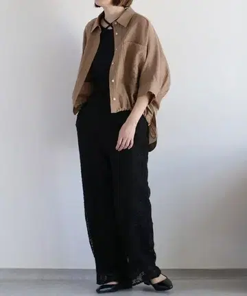 cepo <이지케어> 시어 믹스 돌먼 슬리브 드로스트 셔츠