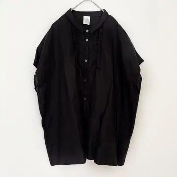 이스타ire ista 블랙 린넨 셔츠 반팔 프릴 프리