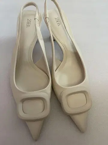 자라 슬링백 하이힐 아이보리