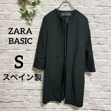 자라 베이직 7부 소매 노카라 코트 버튼리스 S 블랙 포켓