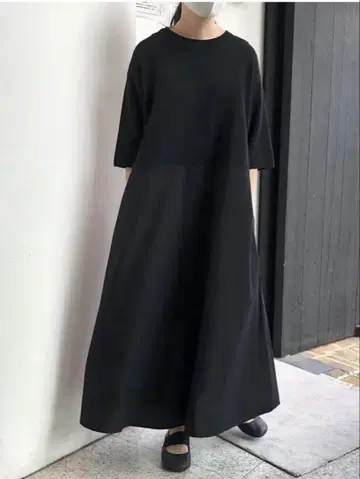 무인양품 이소재 콤비 원피스