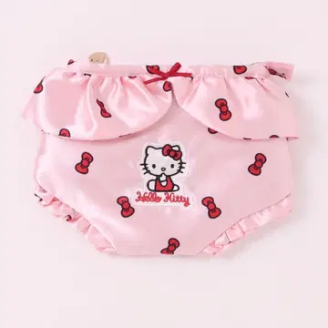 헬로키티 리본 무늬 팬츠형 프릴 파우치 핑크