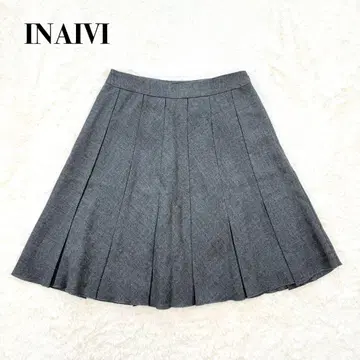인디비 플리츠 스커트 깨끗한 스타일 울 100% 플레어