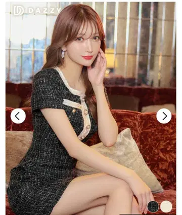 dazzy 트위드 반팔 미니 원피스 M 데이지 미니 드레스 캬바